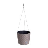 Ghiveci decorativ cu lant, Prosperplast, Rato Round, rotund, cafeniu, 25.6x21.9 cm