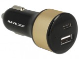 Incarcator auto cu 1 x USB-C + 1 x USB-A, Navilock 63069