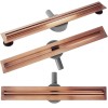 Rigola Dus Liniara REA Neox Slim Pro Cupru Periat 70 cm, Sifon Uscat, Inox AISI 304, Dubla Fata