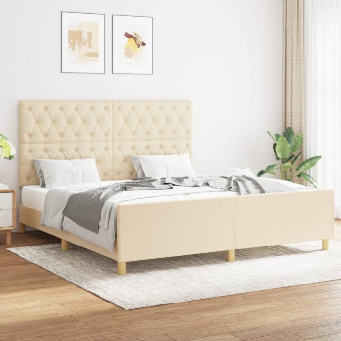 vidaXL Cadru de pat fără saltea, crem, 160x200 cm, textil 3125313