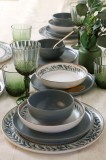 Keramika Set de vesela - Keraart Green Frame - 24 bucăți - 6 persoane - Stoneware