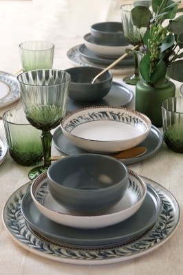 Keramika Set de vesela - Keraart Green Frame - 24 bucăți - 6 persoane - Stoneware foto