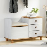 vidaXL Bancă de stocare pentru hol ASKIM Alb 100x39x62 cm Lemn masiv Pin