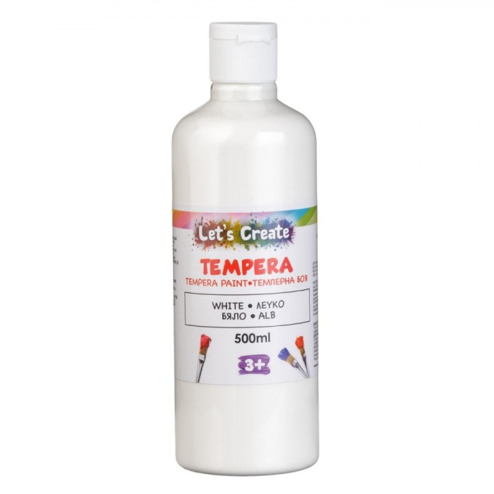 Vopsea Tempera, Let&#039;s Create, Capacitate 500ml, Culoare Alb