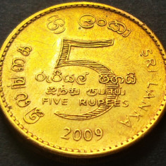 Moneda exotica 5 RUPII - SRI LANKA, anul 2009 * cod 3123