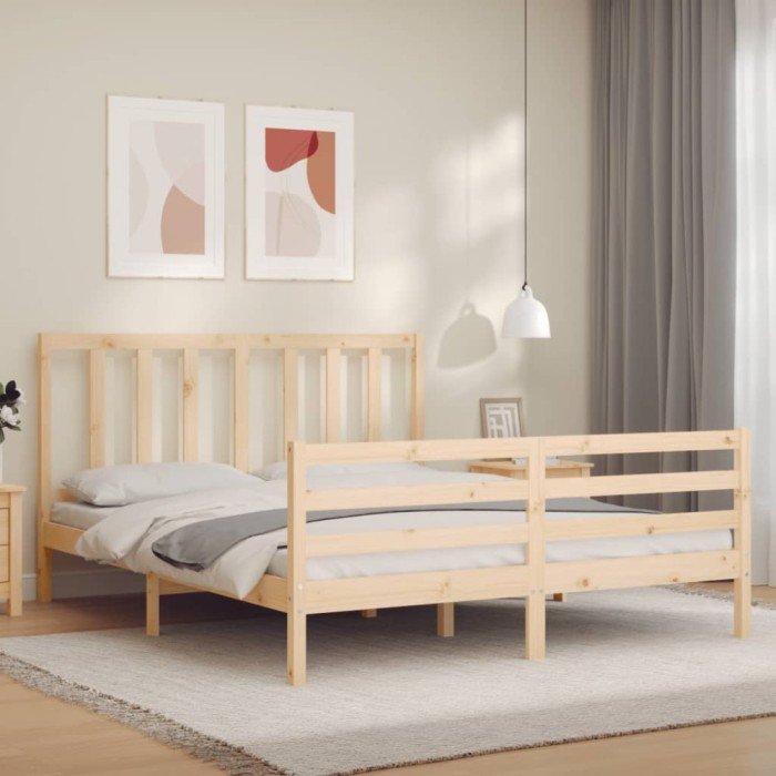 Gossi cadru de pat cu tablie, 160x200 cm, lemn masiv