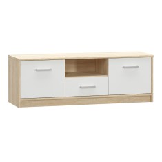 Comoda TV din mdf alb stejar sonoma Teyo 123x38x43 cm