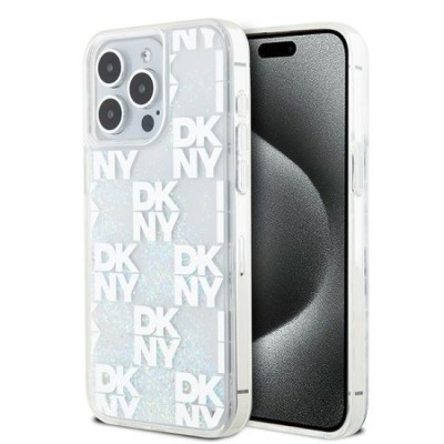 Husa pentru iPhone 15 Pro Max - DKNY Hardcase Liquid Glitter Multilogo (DKHCP15XLCPEPT) - White foto