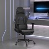 Scaun de gaming cu suport picioare, negru, piele ecologică