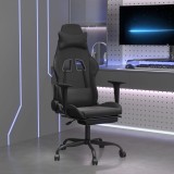 Scaun de gaming cu suport picioare, negru, piele ecologică