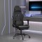 Scaun de gaming cu suport picioare, negru, piele ecologică