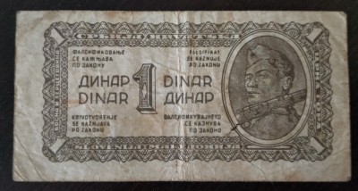 Bancnota Iugoslavia - 1 Dinar 1944 foto