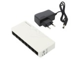 Switch Fast Ethernet albă 150m QOLTEC - Kit cablu DC și alimentator