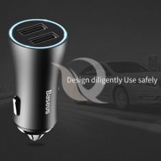 Car charging, baseus, golden contactor, dual intelligent car charger, black foto