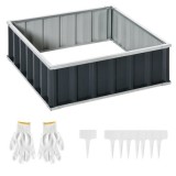 Pat Inaltat Gradina Otel Gri Inchis 90x90x30 cm ART Strat Flori Legume Anti-Rugina