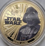 1/2 Half Dollar 2025 Solomon Islands, Darth Vader, Star Wars, Gold plated, Bunc, Charles III, capsula