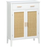 HOMCOM Mobilier pentru &icirc;ncălțăminte de depozitare cu 2 uși efect canelură sertar 80 x 35 x 110 cm alb | Aosom Romania