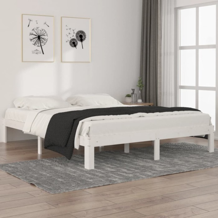 Gossi cadru de pat, alb, 160x200 cm, lemn masiv de pin