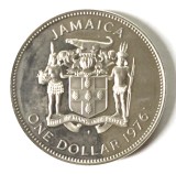 JAMAICA ONE 1 DOLLAR 1976 PRIMUL PRIM MINISTRU BUSTAMANTE AUNC UNC, America Centrala si de Sud, Nichel