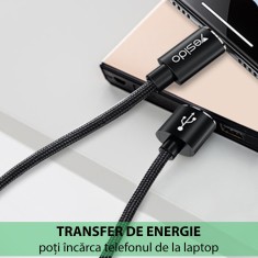 Cablu Compatibil cu Mufa Lightning - USB, 2.4A, 1.2m, Yesido CA-57, Negru foto