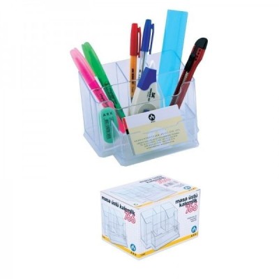 Suport pentru instrumente de scris, 6 compartimente, Ark - Transparent foto