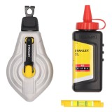 Kit pentru masuratori, Stanley STHT47612-0, trasator 30 m + creta albastra + nivela, aluminiu