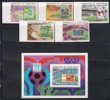 Volta Superioara 1979 - C.M. de Fotbal - Argentina, Serie NDT, Supratipar Argintiu + Colita DE LUX NDT + 5 Colite DE LUX NDT, SET COMPLET, 4 POZE, MNH