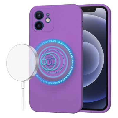 Husa silicon iPhone 12 Techsuit SoftFlex MagSafe, mov foto