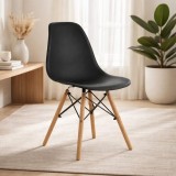 Cumpara ieftin Scaun stil scandinav, Artool, Osaka, PP, lemn, negru si natur, 46x54x81 cm