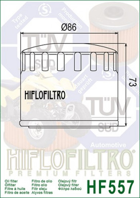 Filtru Ulei HF557 Hiflofiltro Bombardier 420256620 Bombardier 711256620 Cod Produs: MX_NEW HF557 foto