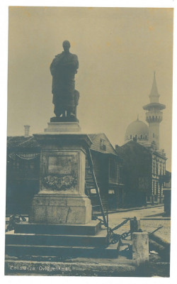 4767 - CONSTANTA, Market, Ovidiu statue, Romania - old postcard - unused foto