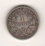 SV * Germania 1 MARK 1881 * Litera G * ARGINT * +/- VF