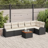 vidaXL Set de Canapea pentru Grădină 7 pcs Negru, alb Mare