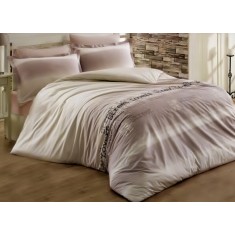 Lenjerie de pat pentru o persoana cu husa elastic pat si fata perna dreptunghiulara, Street Love, bumbac ranforce, gramaj tesatura 120 g/mp, multicolo