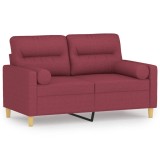 Cumpara ieftin Canapea cu 2 locuri cu pernute, rosu vin, 120 cm, textil