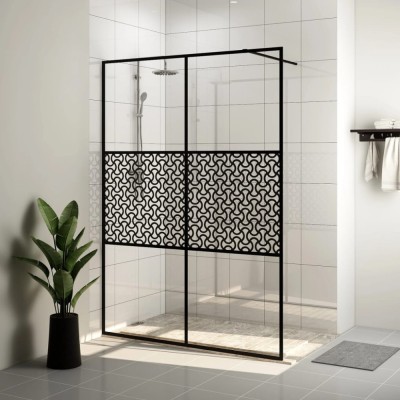 vidaXL Paravan de duș walk-in negru 140x195 cm sticlă ESG transparentă 151032 foto