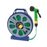Kit de irigare - 15m flexibil, furtun din material cu tambur, duza 7 &icirc;n 1, conectori Best CarHome, Globiz