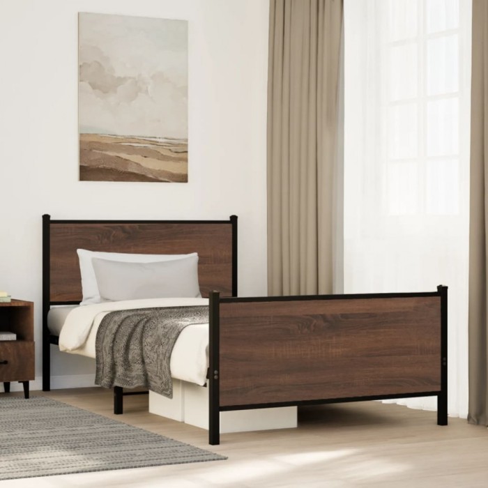 vidaXL Cadru pat metalic fără saltea, stejar maro, 100x200 cm 4007778