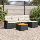Cumpara ieftin Gossi set mobilier de gradina cu perne, 6 piese, negru, poliratan