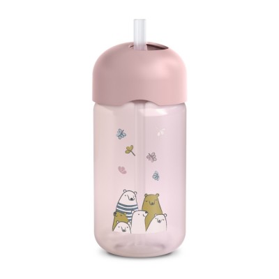 Sticlă de apă fără picurare, bears, 340 ml, roz, suavinex foto