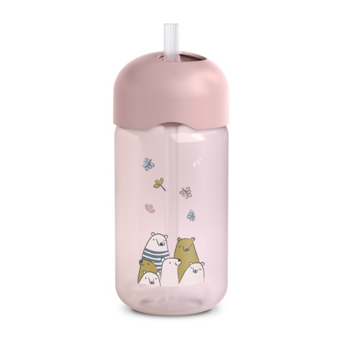 Sticlă de apă fără picurare, bears, 340 ml, roz, suavinex