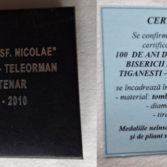 Biserica Sf. Nicolae Tiganesti Teleorman & Episcopul Galaction, medalie rara