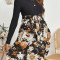 Rochie mini cu imprimeu floral, maneca lunga, model texturat, Maternity, negru
