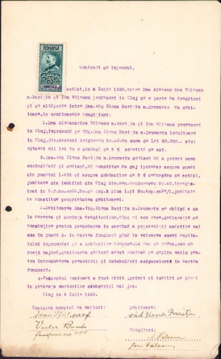 A1117 Contract de &icirc;mprumut, 1928, Cluj