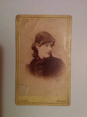 Fotografie CDV - Portret feminin - E. Pesky - Bucuresci - anul 1900 foto