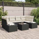 Cumpara ieftin Set de canapele pentru grădină cu pernă 7 pcs Negru și Crem