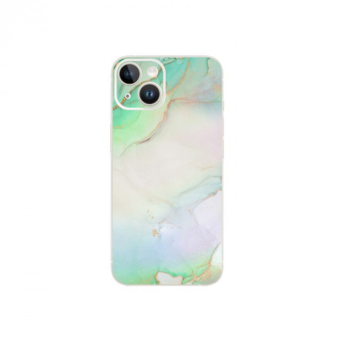 Set Doua Folii Skin Acoperire 360 Compatibile cu Apple iPhone 15 Plus Wraps Skin Printing Marble Green