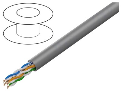 Cablu LANBERG U/UTP CCA 4x2x24AWG PVC gri 100m pentru transmitere date foto