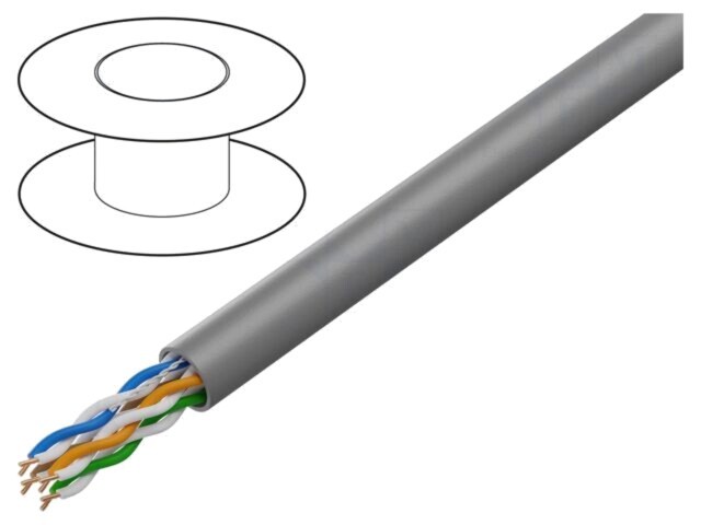 Cablu LANBERG U/UTP CCA 4x2x24AWG PVC gri 100m pentru transmitere date