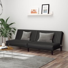 Canapea extensibilă cu 2 locuri, negru, piele ecologică